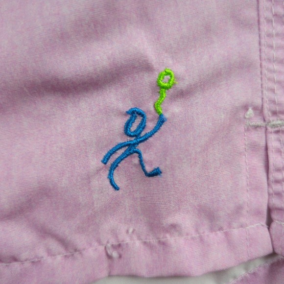 Michaels Swimwear Mens Medium Swim Trunks Lined Pink Embroidered Polyester USA - Picture 2 of 9